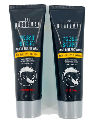 The Nobleman Fresh Start Face & Beard Wash with Aloe & Charcoal 2 Tubes, Men's