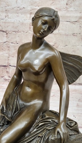 Museum Grade Fairy Nude Bronze Sculpture Genuine Nick Artwork Home Decor Stateme - Picture 7 of 10