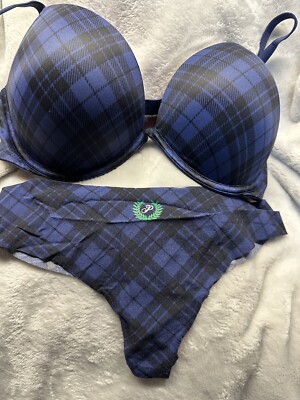 Victoria Secret  PINK BRAND   34DD Super Push-Up Bra and Large  thong Set