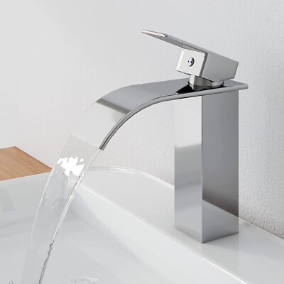 Kadelg Chrom Wasserfall Wasserhahn Einhandmischer Waschtischarmaturen Wasserhahn
