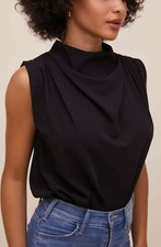 ASTR Remi Mock Neck Black Sleeveless Bodysuit L38525 Size Large