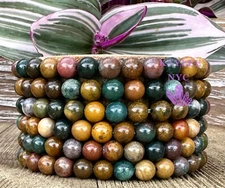 Wholesale 6 Pcs Natural Marine Jasper Bracelet 6mm 7.5” Healing Crystal Natural