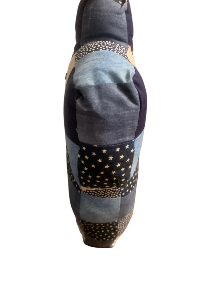 Almohada Scottie Perro Retazos Edredón Azul Gris Cuadros Hecho a Mano Decorativo Foto 4 de 4