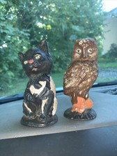 Fermaporta in ghisa nero per gatti e gufi alto 5 pollici