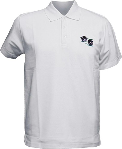 Men’s Bowls Polo T-Shirt White Short Sleeve Embroidered Logo Collared Button - Picture 2 of 4