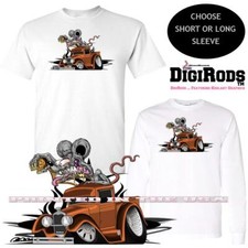 Digirods Rat Rod Racer Vintage Custom Hot Rod Pickup Truck Cartoon Car T Shirt