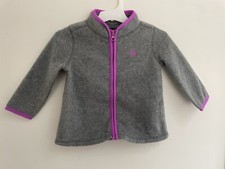 OshKosh B'gosh Baby Girl Purple Heart Fleece Zip-Up Long Sleeve Jacket Gray 18 M
