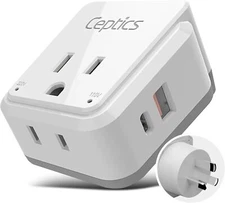 Ceptics Australian Travel Adapter, Compact - Adapter Australia-Compatible Plug