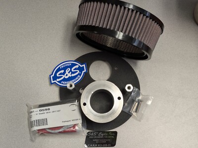 S&S Cycle Air Cleaner Kit, Stealth, Stock Bore, Mini Black Teardrop