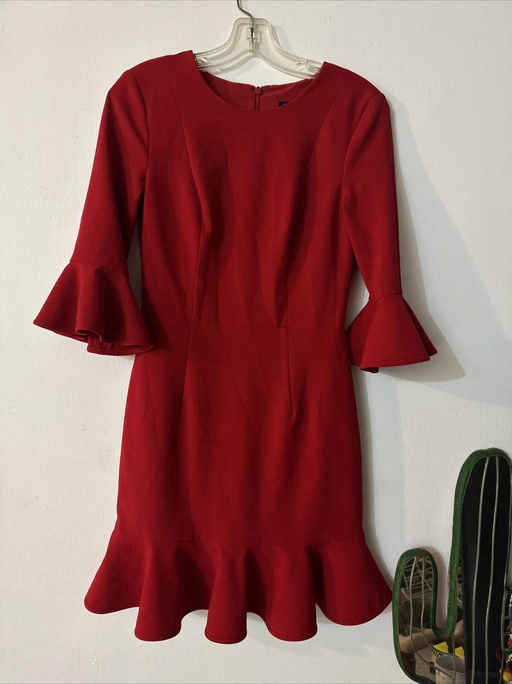 ЧЕРНЫЙ HALO BROOKLYN мини красный цвет платье Sz 2 - Изображение 2 из 4