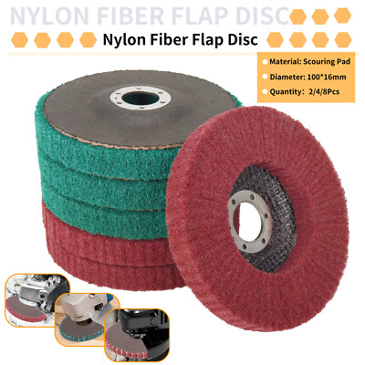 100mm 4'' Nylon Fiber Flap Polishing Wheel Disc Buffing Pad For Angle Grinder