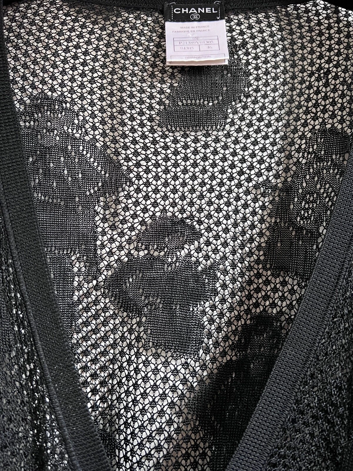 CHANEL 03A VINTAGE NERO UNCINETTO RICAMATO COCO CHANEL GIACCA CARDIGAN FR46 42