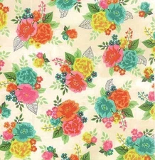 1/2 Yard -Moda Basic Grey Fresh Cut Coconut Cream Floral Bouquet Cotton fabric