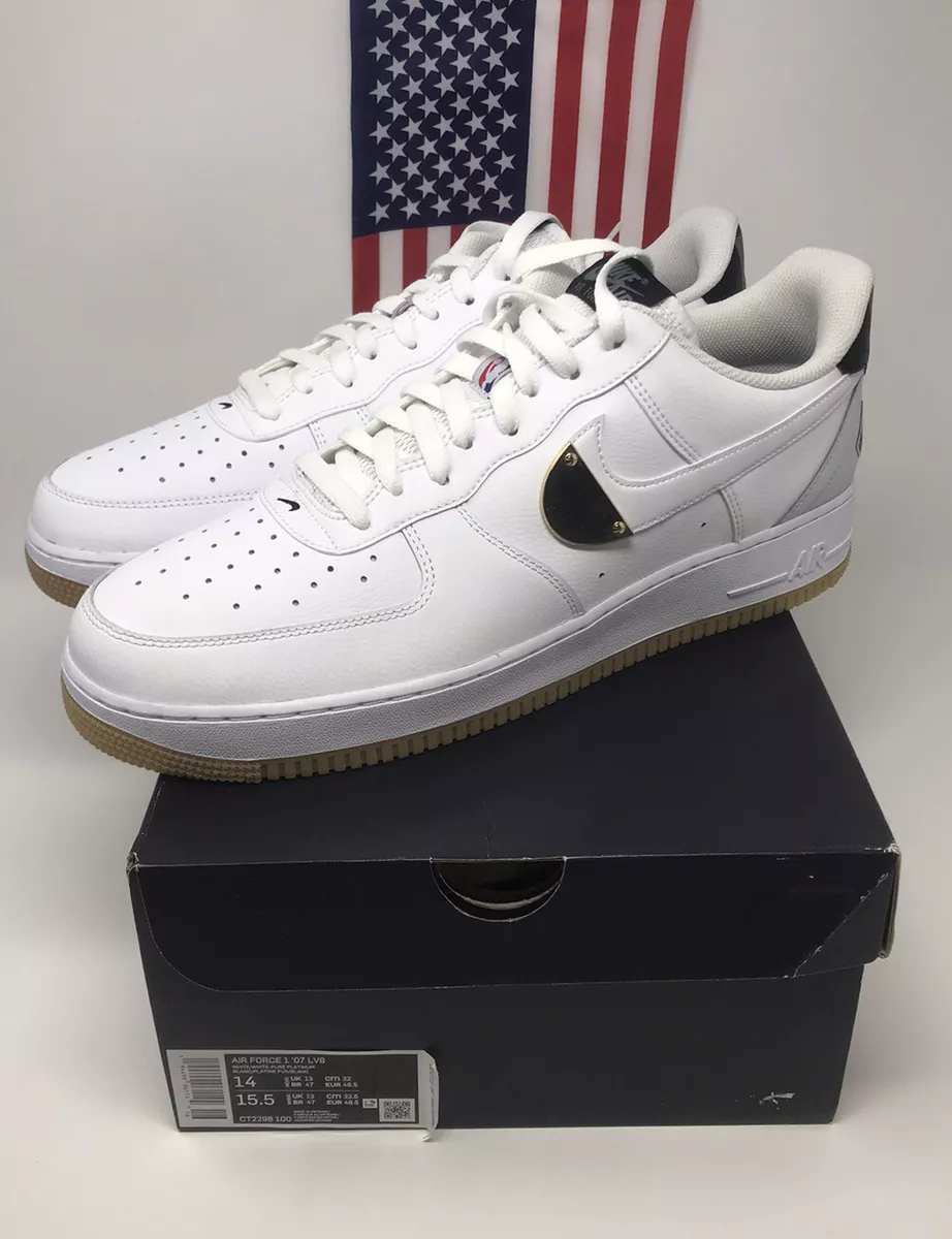 NIKE AIR FORCE 1 ‘07 LV8 WORLD CHAMP WHITE BLACK DR9866-100 US 14