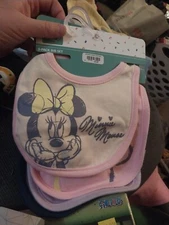 Disney Baby Three Pack Bib Set Minnie Mouse Bibs. 100% Cotton NWT. 