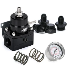 Black Adjustable Fuel Pressure Regulator Kit AN6 Fitting 3-20 20-45 45-70 PSI