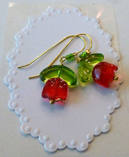 Flower Dangle Earrings Red Tulip Earrings