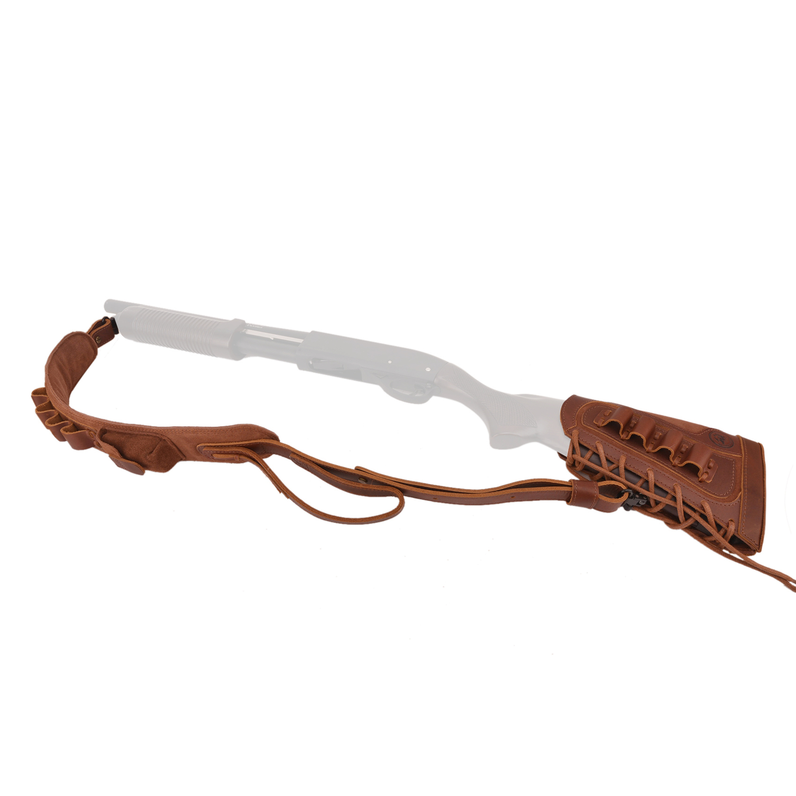 Set of Leather Shotgun Buttstock with Gun Sling + Swives for  16GA Left Handed