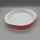 Vintage Pink Pyrex 221 Round Baking Dish Cake Pan with Handles 8 Inch USA
