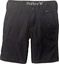 NEW Hurley Dri-Fit Chino Shorts Boy's black 16 Stretch vacation