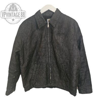 Vintage Carhartt USA Herren Grau Denim Original Workwear Zip Madison Bomberjacke