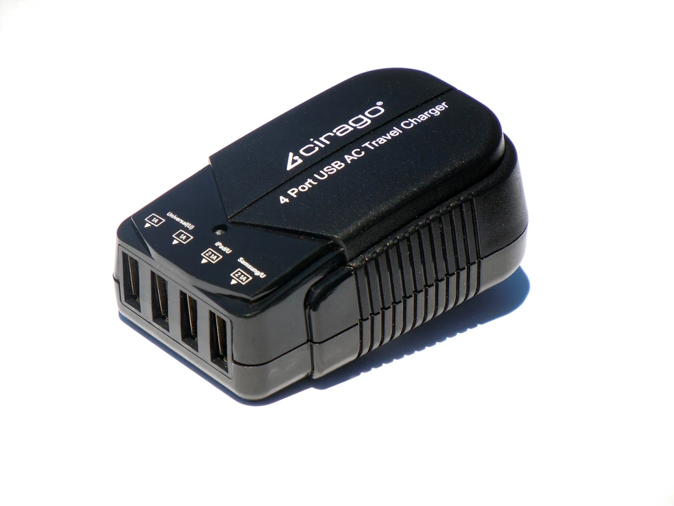 Cirago 4 USB 端口(2.1A / 2.1A / 1A / 1A)便携式壁式充电器家用和旅行 — 第 3/4 张图片