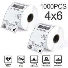 1000PCS 4"x6"  Direct Thermal Shipping Address Label Paper Sticker For UPS/USPS