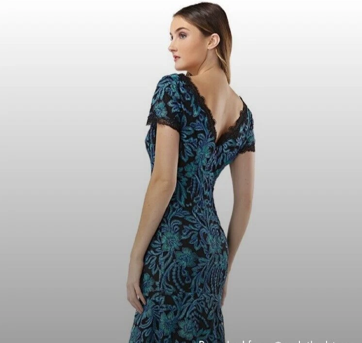 Js collections mesh 2025 embroidered cocktail dress