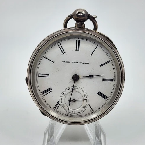 Antique 1887 Elgin Grade 97 18s 7J STERLING SILVER Pocket Watch PARTS REPAIR
