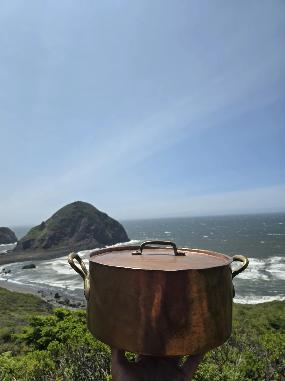 Antique Copper Stockpot with Matching Lid☆Old Copper Stewpan Kitchen Cookware 4#