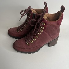Vionic Spencer Womens Waterproof Burgundy Leather Lace Up  Ankle Boots Size 7