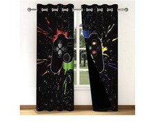Gamer Curtains for Boys Room,Black Red Blue Gaming Blackout Curtains for Kids...