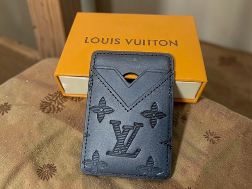 Louis Vuitton Monogram Shadow Magnetic Card Holder  Black Leather New