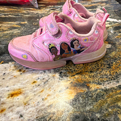 Disney Princess Girls Pink Glitter Hook & Loop Athletic Sneakers US Size 10