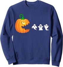 Funny Halloween Pumpkin Eating Ghost Gamer Unisex Crewneck Sweatshirt