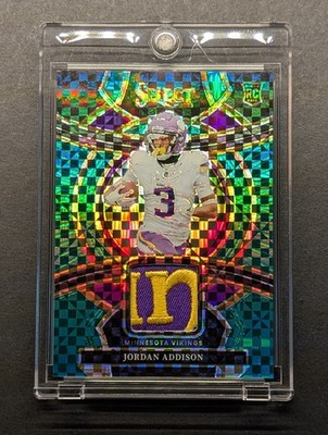 JORDAN ADDISON Rookie 2023 Select Green Power Prizm Sick Logo Patch SSP /10 RC