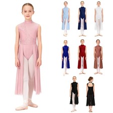 Kids Girls Dresses Training Leotard Latin Dancewear Performance Mock Neck Jazz