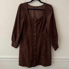 Madewell Corduroy Seamed Long Sleeve Mini Dress Brown 8 Petite Milkmaid Cottage