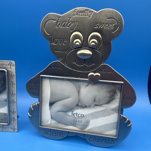 Fetco Home Decor Silver Piwter Baby Photo Frame Lot Of 2 - Picture 3 of 9