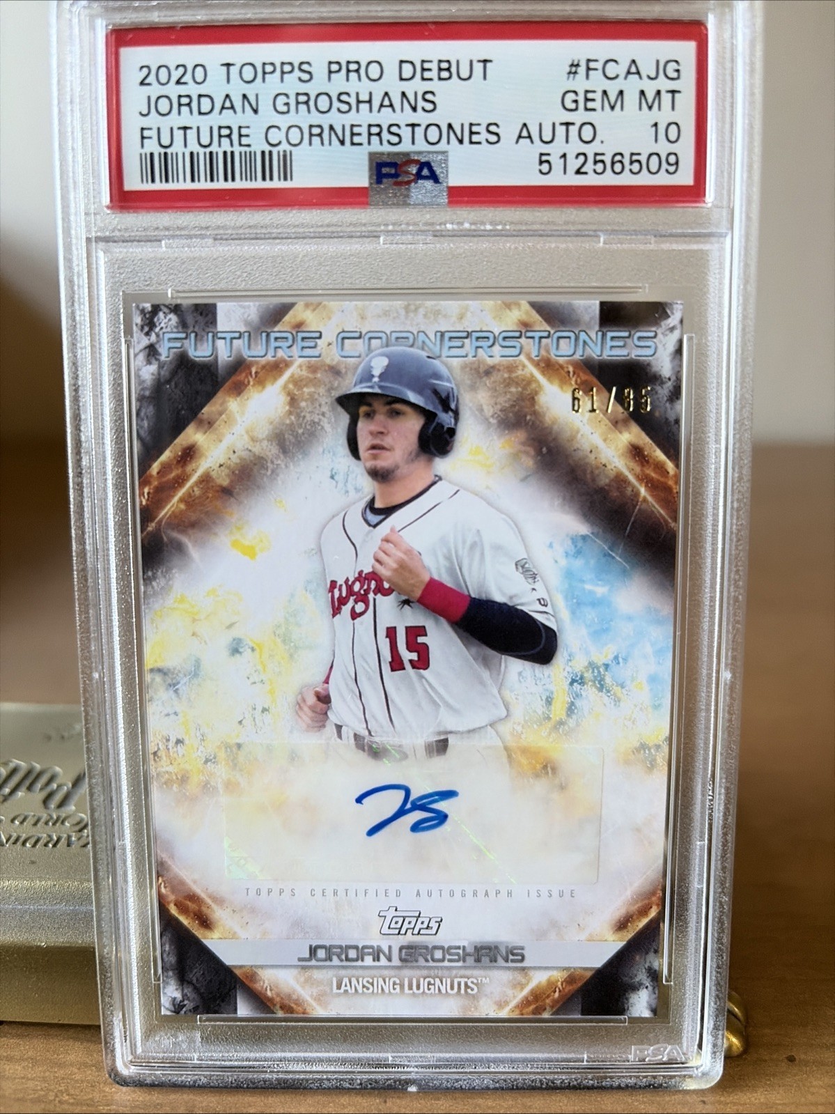2020 Topps Pro Debut Future Cornerstones Auto /85 Jordan Groshans #FCA-JG PSA 10