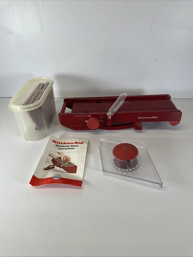 KitchenAid Mandoline Adjustable Slicer Set Julienne Blades Red 100% Complete!
