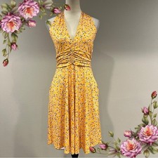 V-neck Floral Yellow flirty Halter Dress