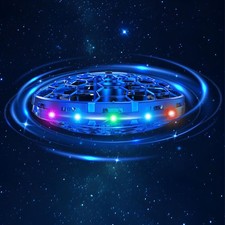 Hand Operated Flying Toy Drone for Kids Mini UFO Blue LED Light Up Ball 360°