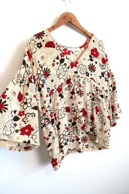 ERICA TANOV SAN FRANCISCO Silk Floral Print Bell Sleeve Top Blouse 0 XS S $325
