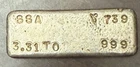 Vintage South Side Associates 3.31 Oz .999 Poured Silver Bar Odd Weight Rare 1