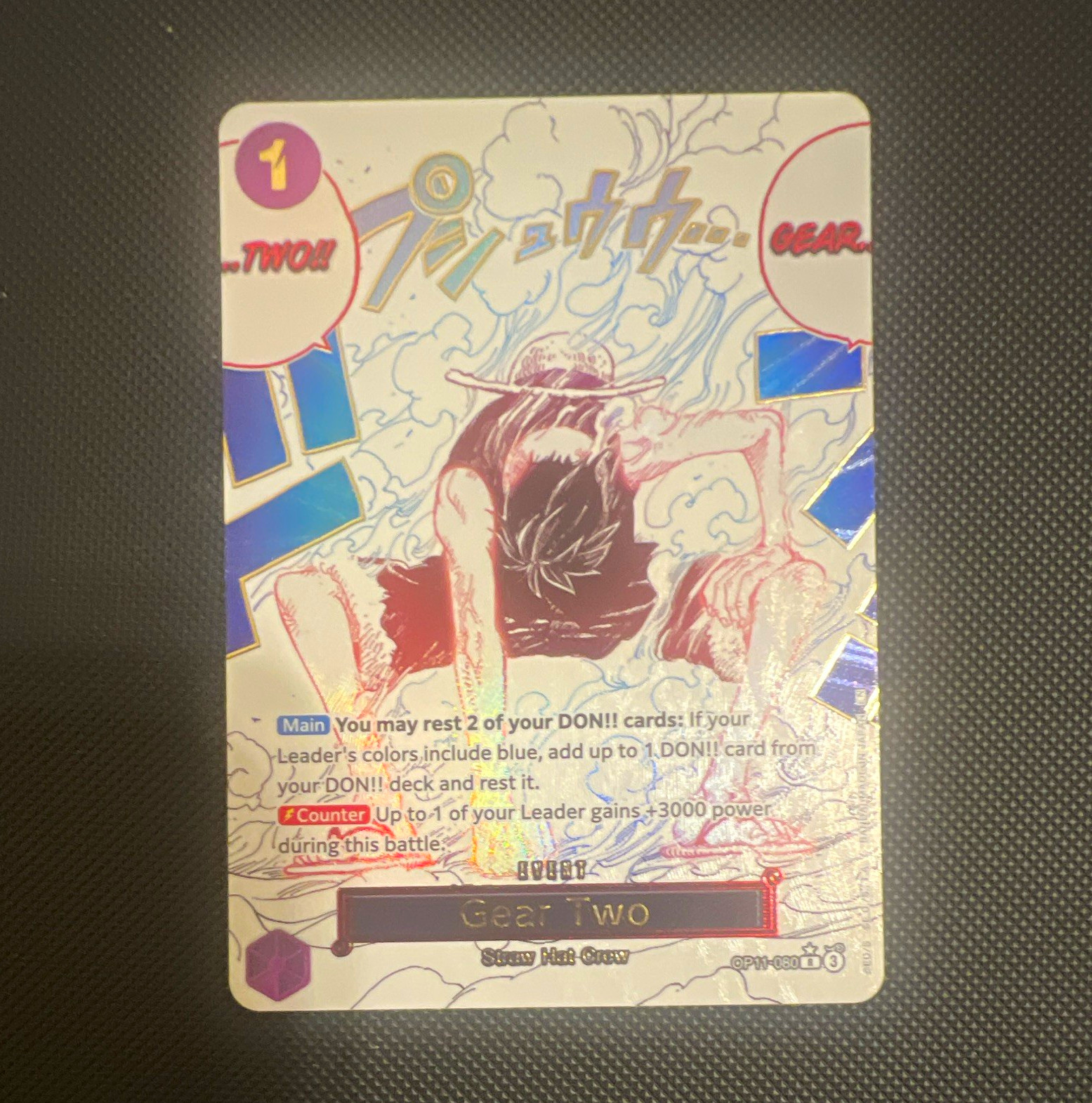 Bandai One Piece Card Game Gear Two OP11-080 R Alt Art Foil Event Luffy