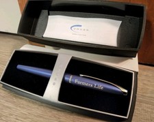 Farmers Life Logo CROSS 885-5 Ballpoint Pen ATX Azurite Blue Hard Case Papers