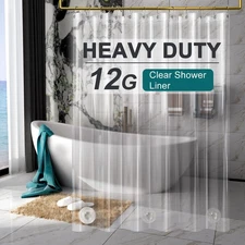 Amazerbath Heavy Duty Shower Curtain Liner 12 Gauge, 72 X 78 Inches Clear Shower