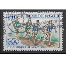 Timbre YT 1573 JO Jeux Olympiques Mexico Course 1968 Oblitéré