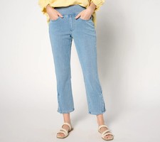 Belle by Kim Gravel Anchor Button Cropped Jean-Lght Wash-Reg 12 A636299 NEW